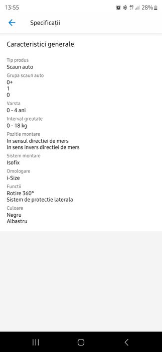Scaun auto ISOFIX i-Size GB Vaya2 Sapphire Blue, 45-105 cm, Albastru/N
