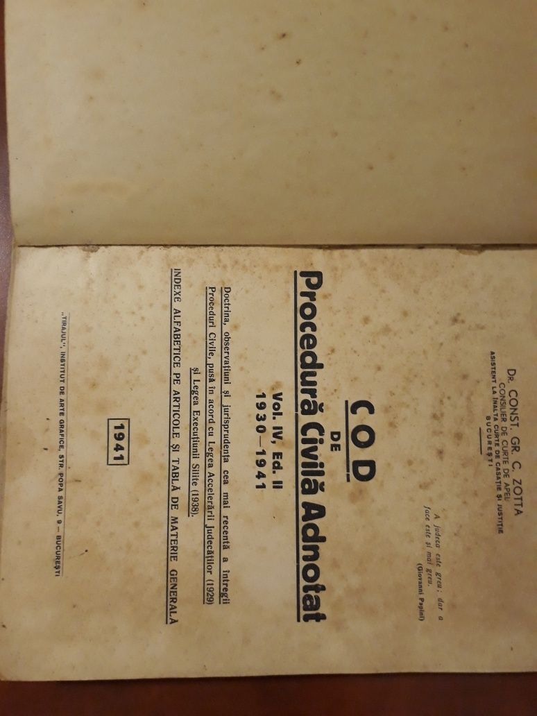 Carte veche - Codul de Procedură Civilă Adnotat, 1930-1941, C. ZOTTA