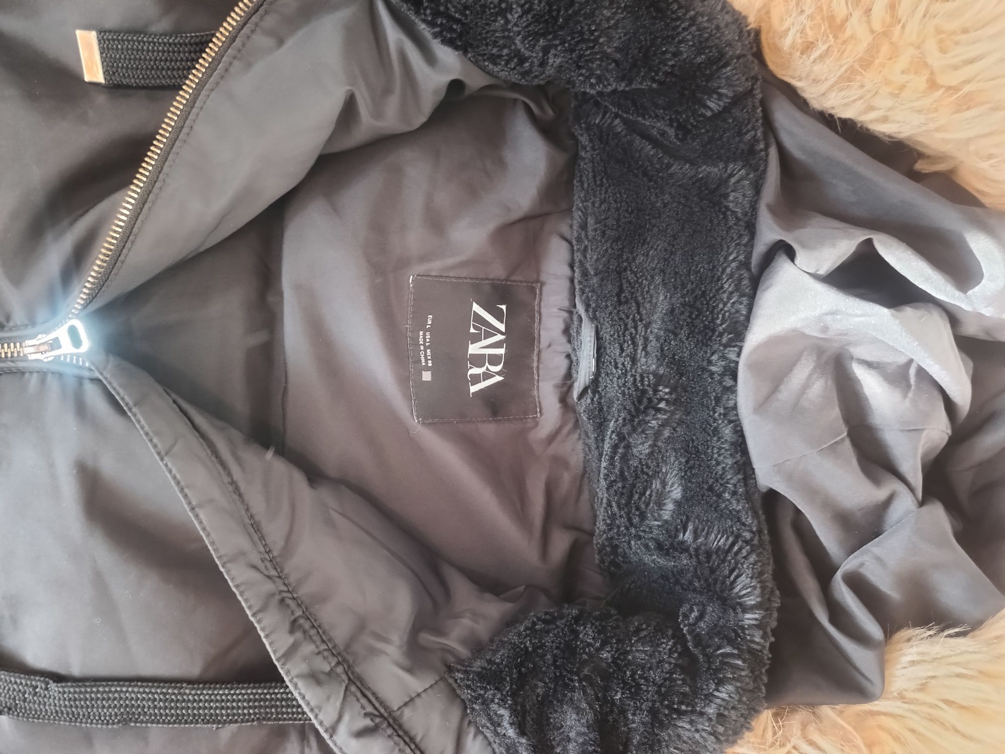 Яке, пух, черно, L, ZARA