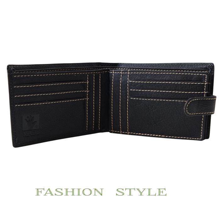 Мъжки портфейл от естествена кожа в черен и кафяв цвят