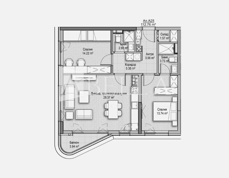 3-стаен в София-Витоша площ 112
