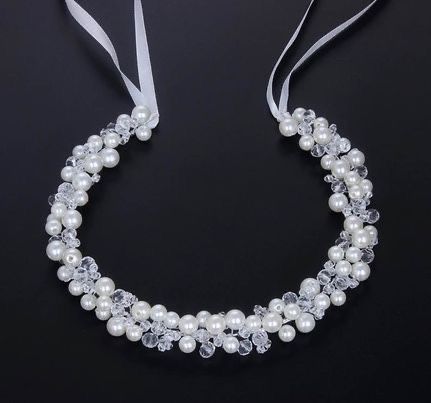 Diadema pentru mirese , coroana, coronita din perle si cristale