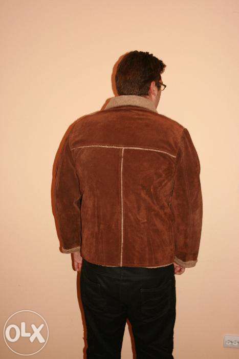 Cojoc barbati de piele naturala maro XL / 44-46- haina blana