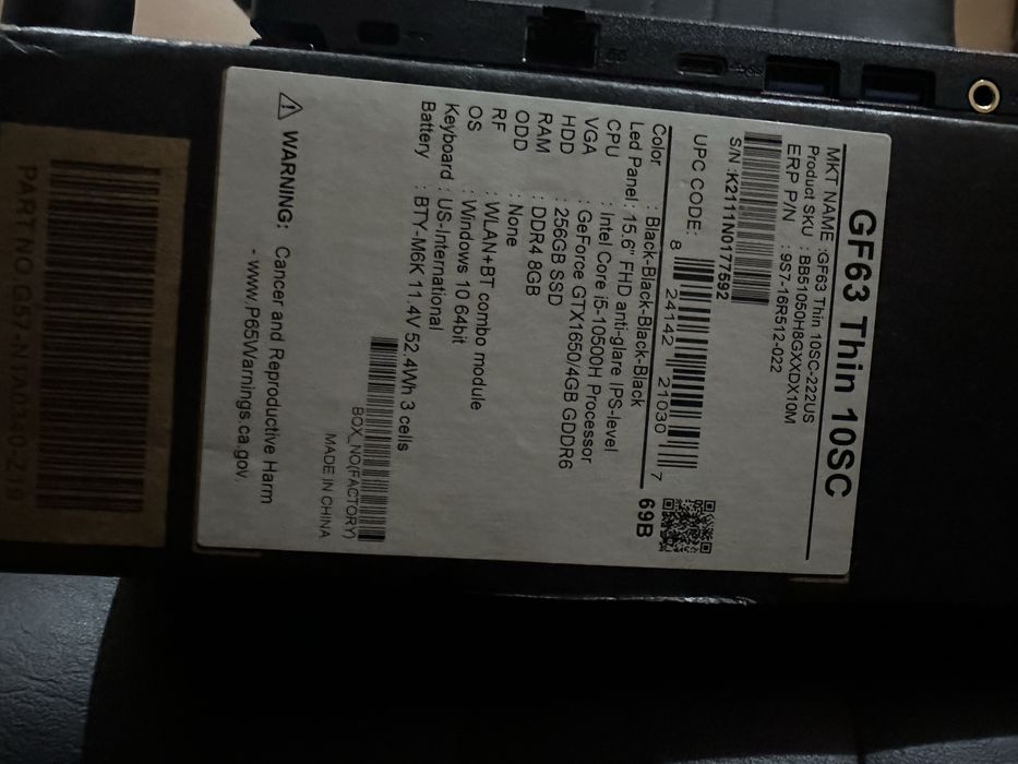 MSI GF63 core i5 ideal