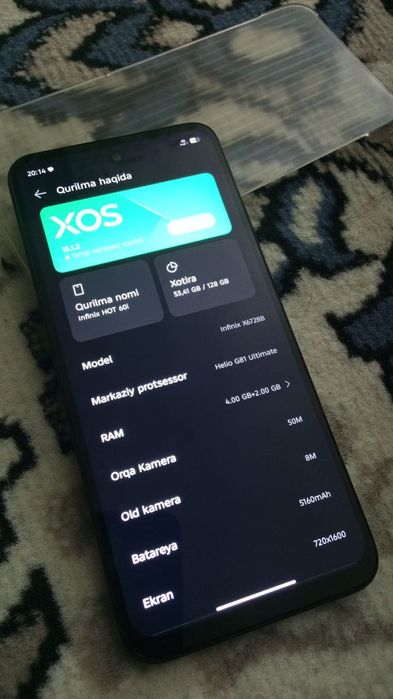 Infinix HOT60i kafalati bor