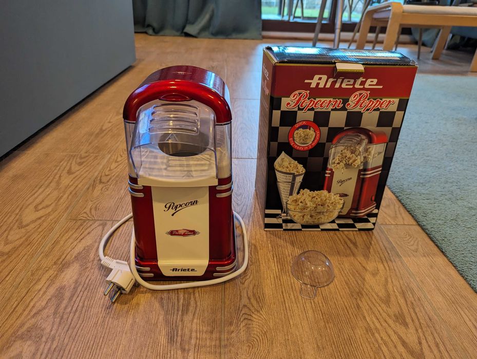 Aparat Popcorn Ariete 2954, 1100 W, 60 gr, design retro, Rosu