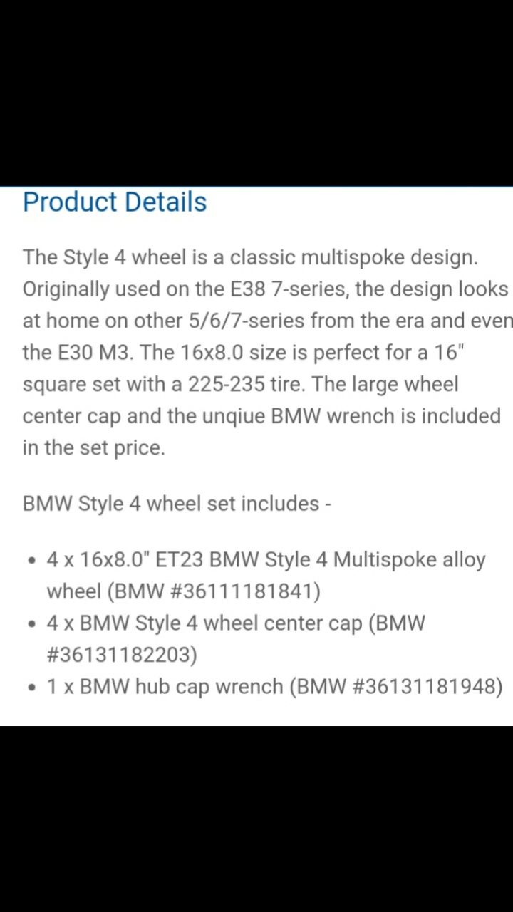 BMW Style 4,Multi Spoke , 8J ×16 H2 , IS23 ,Original OE  1  181 841