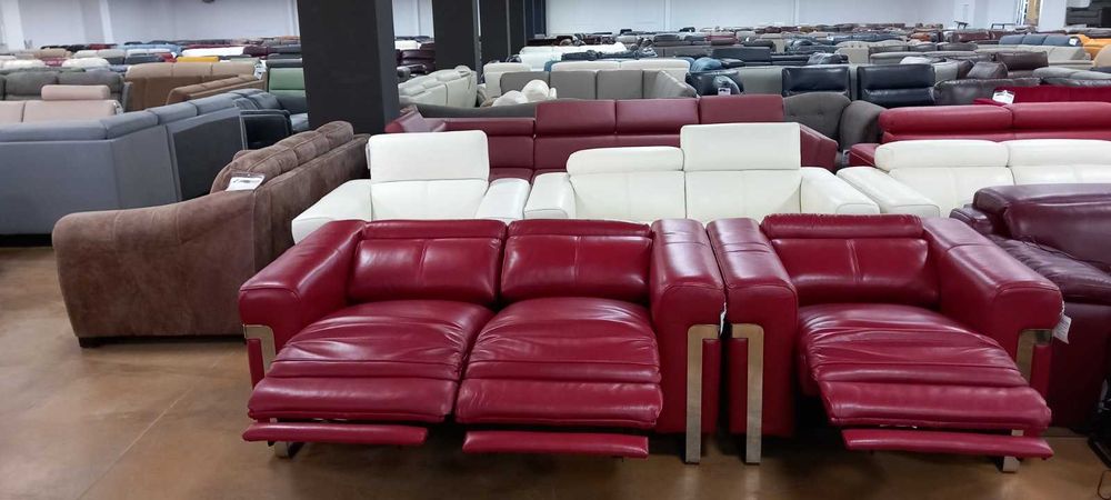 ПРОМОЦИЯ!!! Червен комплект двойка и фотьойл с ел. релакс механизъм