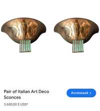 Art deco cupru lampa perete Italy vintage