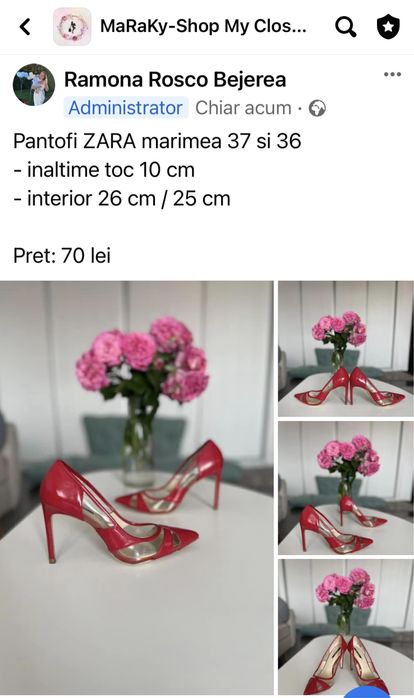 Pantofi ZARA marimea 37 si 36 - inaltime toc 10 cm - interior 26 cm /