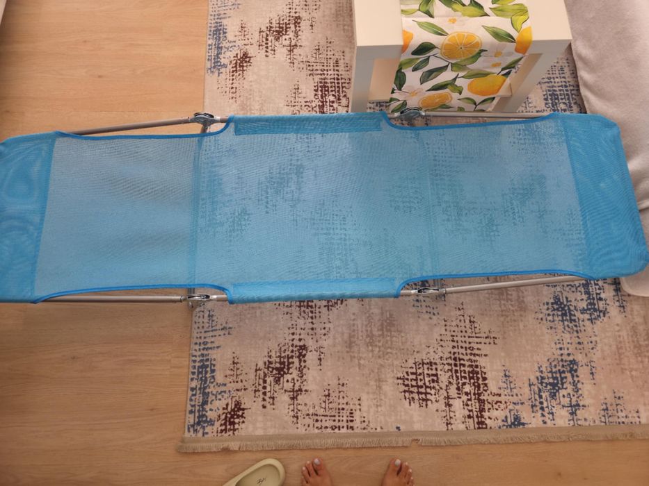 Sezlong plaja albastru Aosom