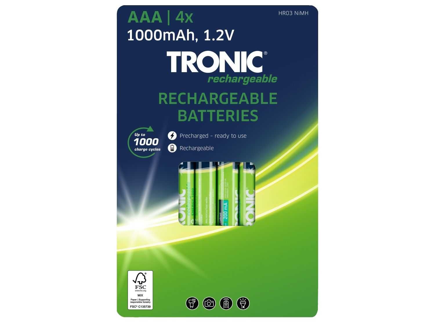 Презареждащи Акумулаторни батерии Tronic AAA , AA - 2 вида 4броя