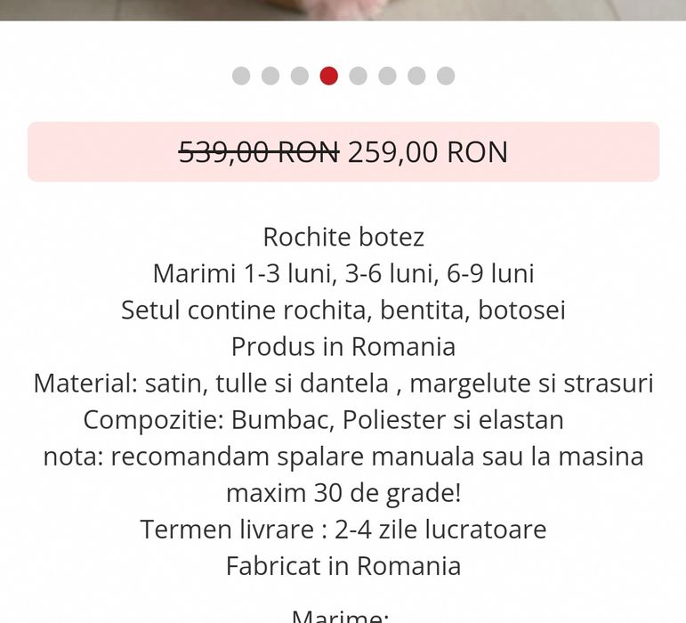 Rochiță botez, nunta, evenimente speciale ,marime 3-6 luni
