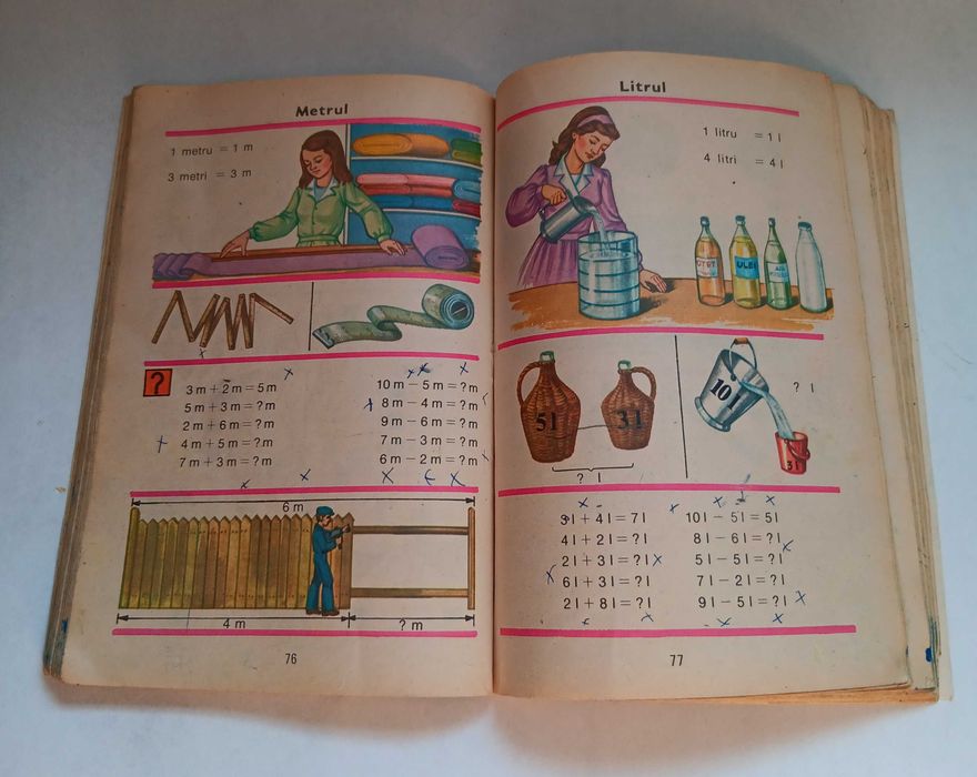 Manual vechi Matematica clasa I, vechi anii 80 Perioada comunista RSR