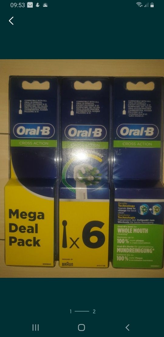 Set 6 rezerve Oral B Cross action .
pentru perita oral b braun
Pretul