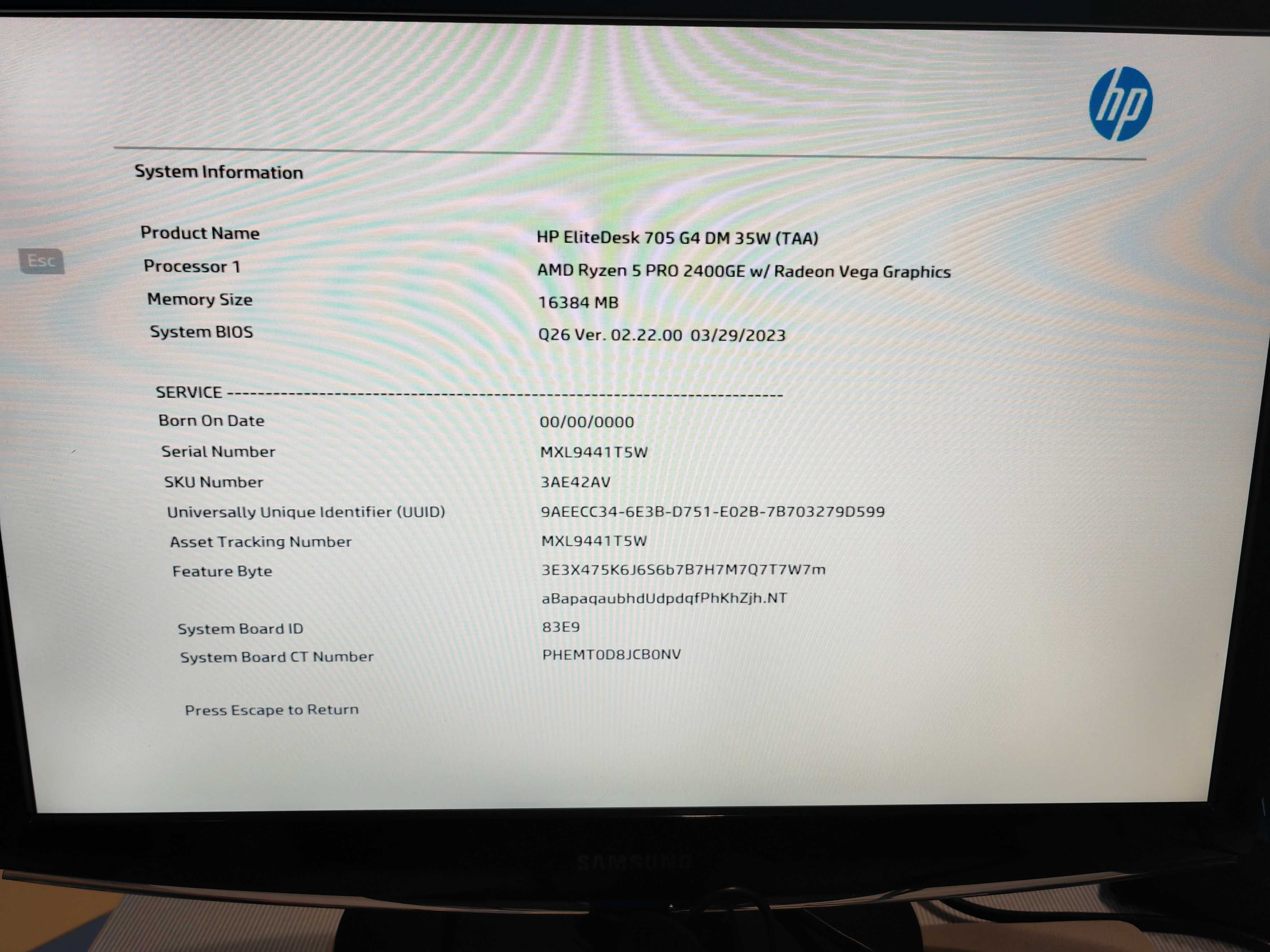 Мini PC-HP Elitedesk 705 G4 DM Ryzen 5 2400GE,RAM-16 GB-DDR4