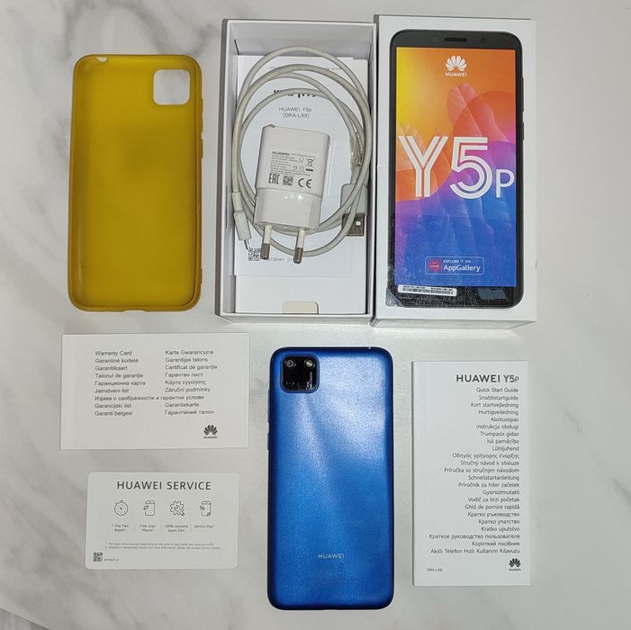 Huawei Y5P + кейс + кабел + зарядно