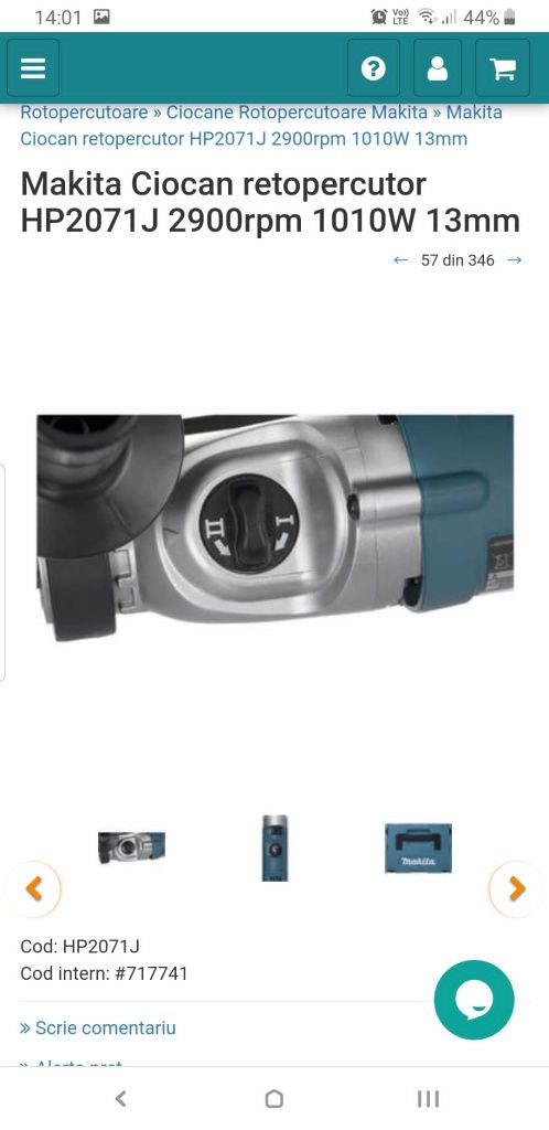 Descriere Ciocan retopercutor HP2071J 2900rpm 1010W 13mm de la Makita