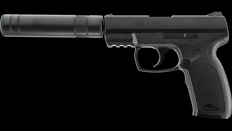 Set complet Pistol Airsoft Puternic cu amortizor capsule bile si cutie