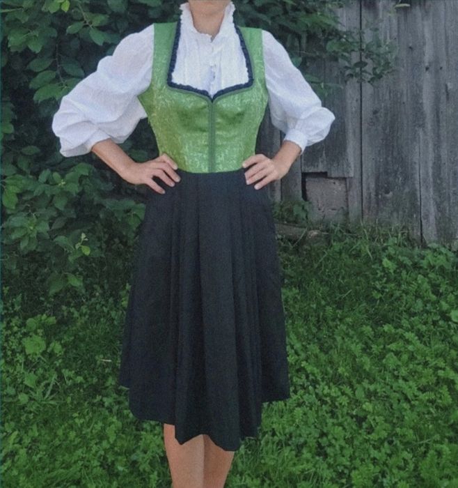 Rochie vintage negru cu verde