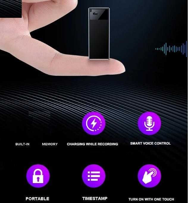 OTG 2хMic 360° DSP Магнитен Шпионски АудиоРекордер Глас Активация 384ч
