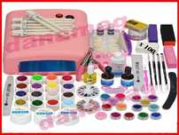 Kit Unghii False cu Gel UV lampa led 48 w gel color 12 BUC