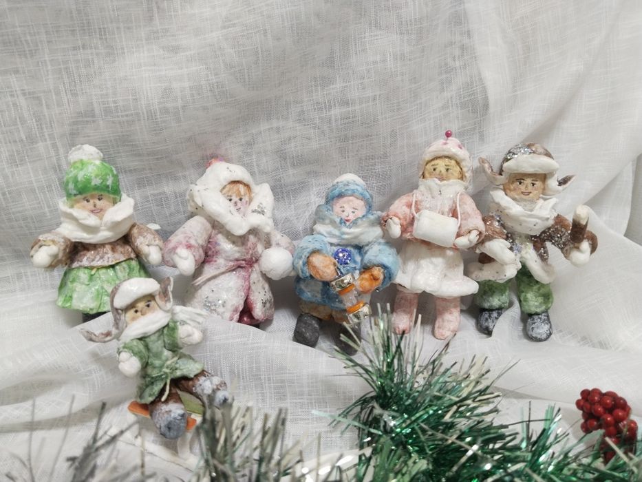 Ёлочные игрушки из ваты.