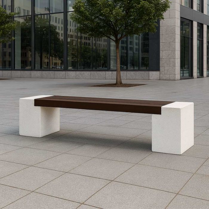 Banca stradală din beton cu marmura alba – 200 x 39 x 40 cm