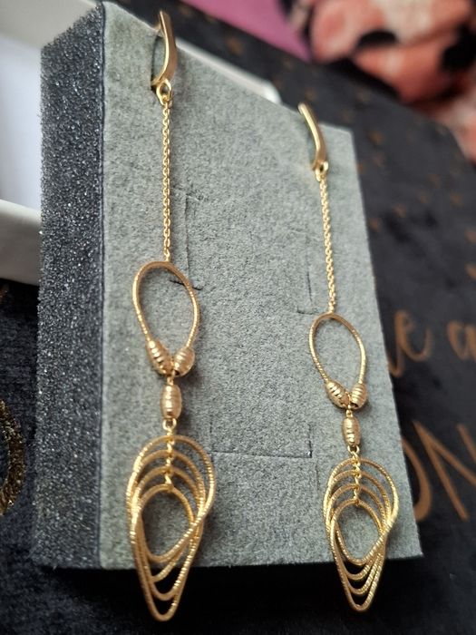 Cercei aur 14k lungi 8.5cm