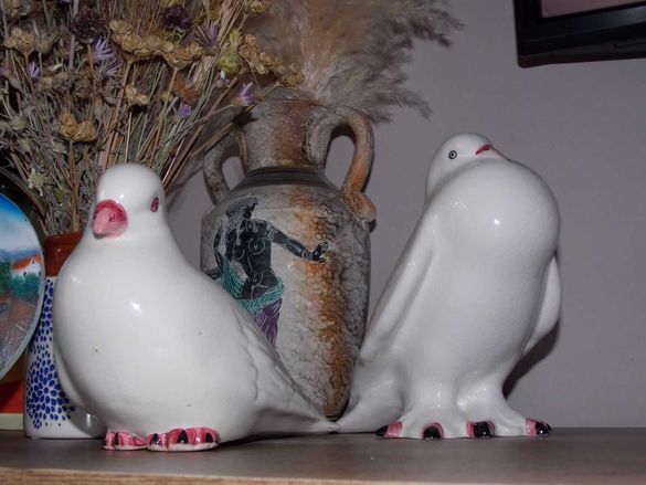 Двойка бели керамични гълъби CASA PUPO 1960 г