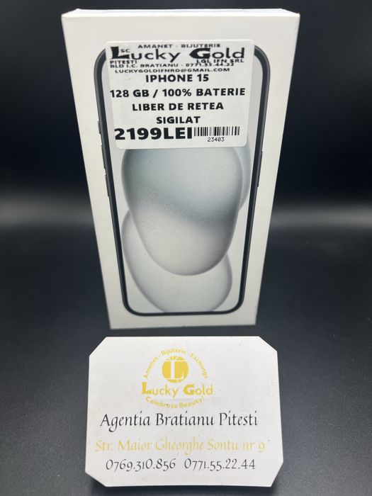 Iphone 15 128gb 100% baterie Sigilat Liber de retea cod produs 23403