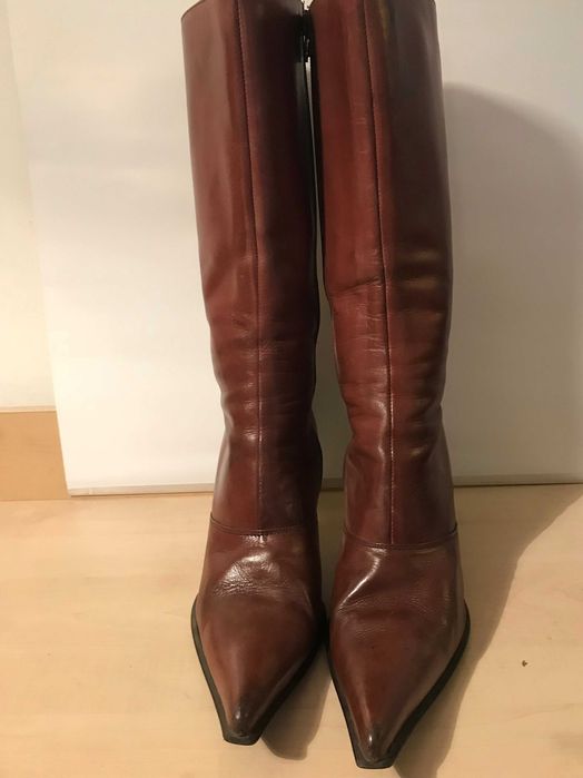 кафяви ботуши естествена кожа