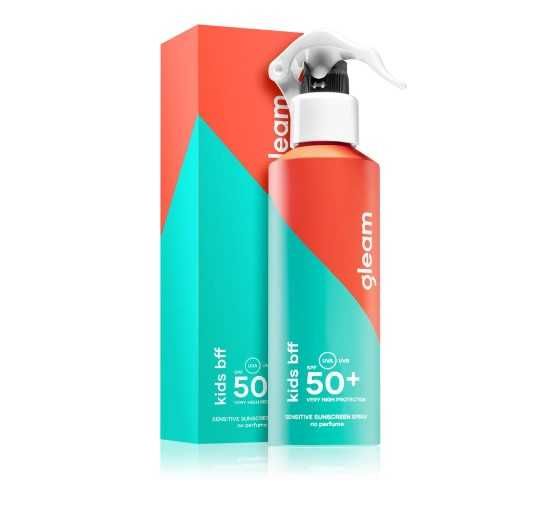 Spray protectie solara SPF 50+ Gleam Kids BFF pentru copii, Set 12 buc