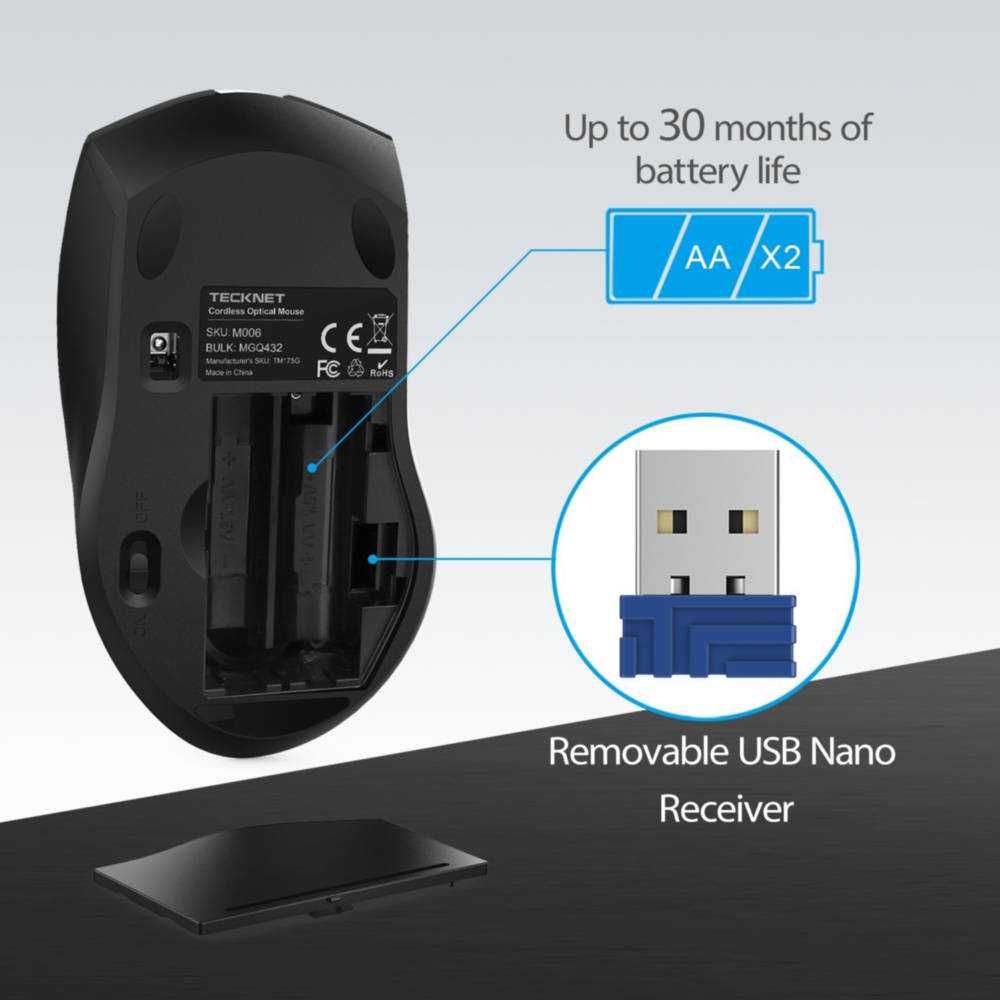 TeckNet M106 Wireless Mouse - ергономична безжична мишка за Mac и PC