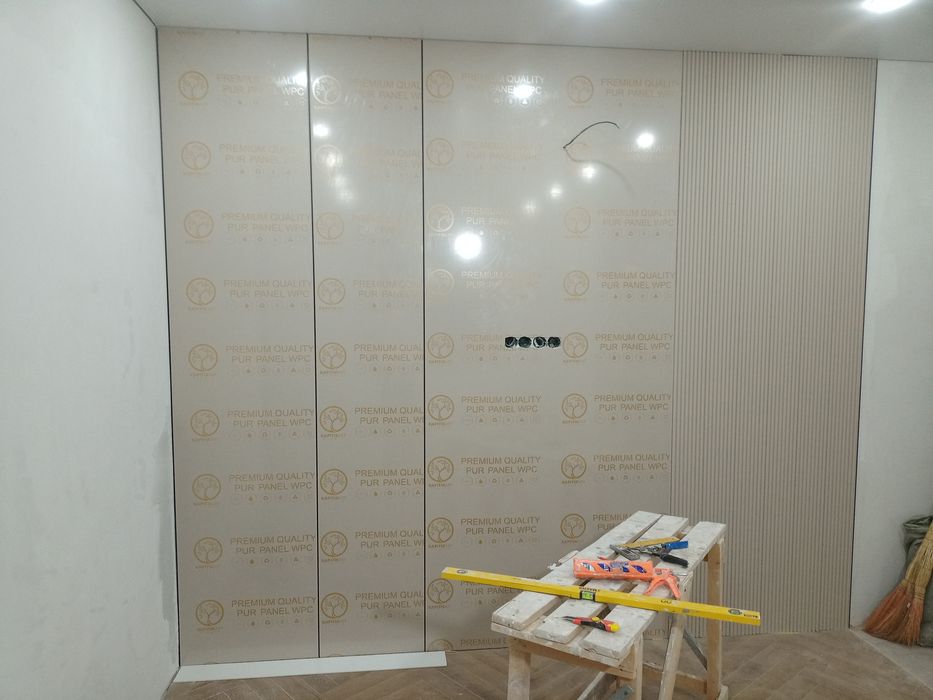 Установка бамбуковый панели и откосы из гибкого мрамора!