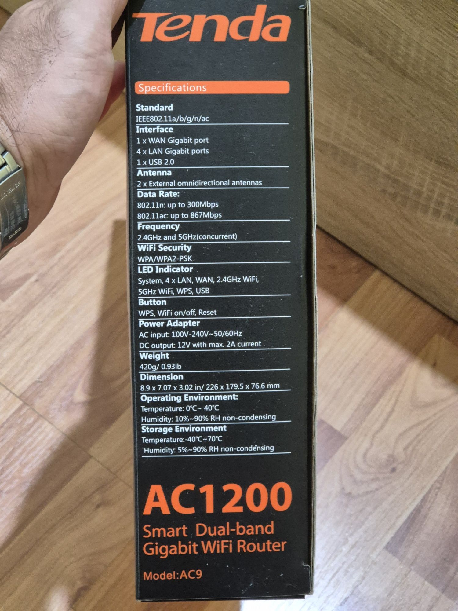 Router wireless Tenda AC9, Gigabit 1200, Dual-Band