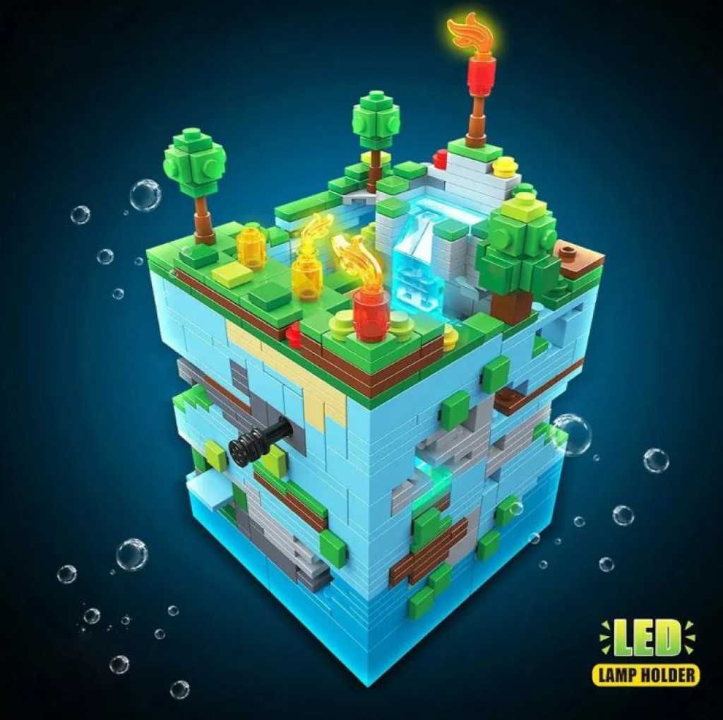 Конструктор Minecraft "Битката във водната пещера" – със LED-подсветка