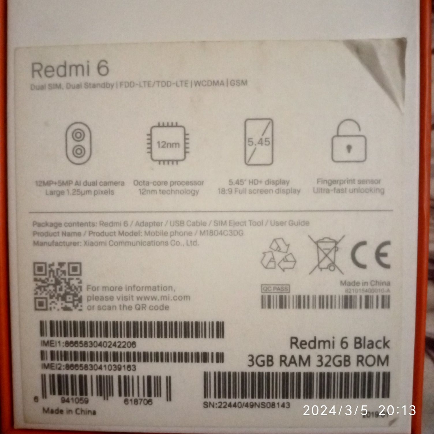 Redmi 6   3/32 Obmen bor