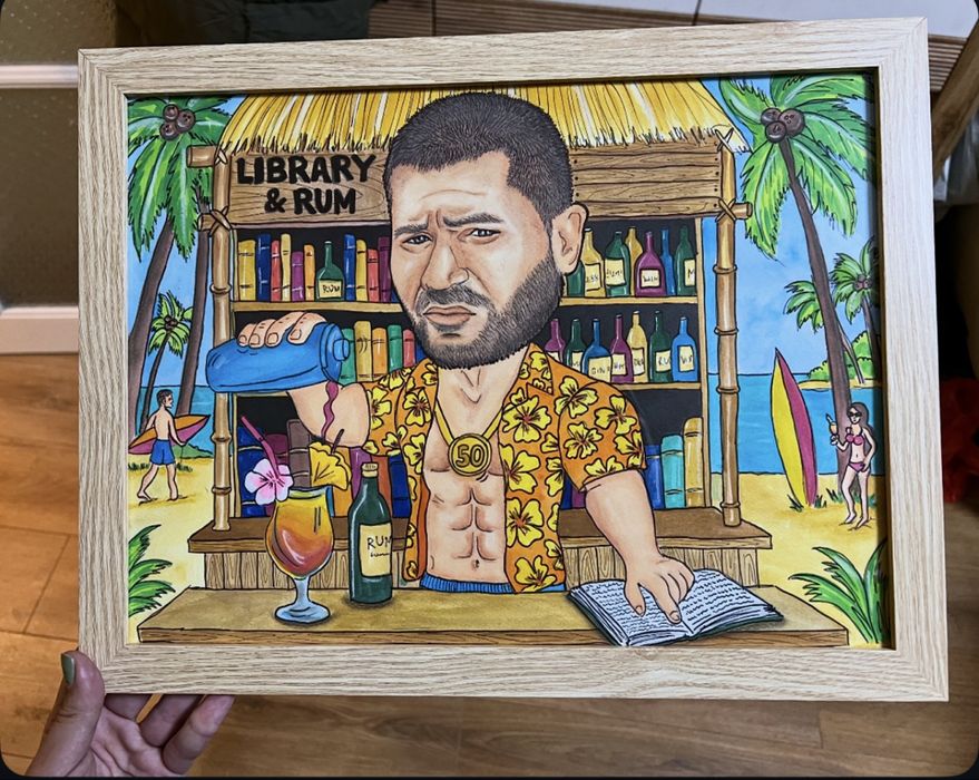 Карикатура по снимка - ръчно рисувана