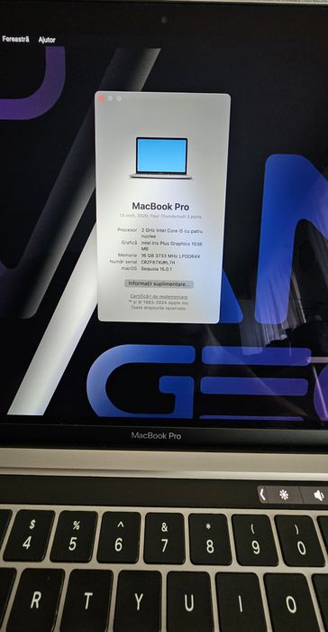 Vand MacBook Pro 2020, i5, 2 GHZ, 512 GB SSD, 16 GB LPDDR4X