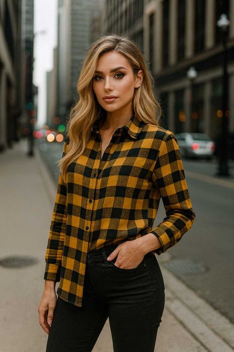 Дамска карирана риза Bershka