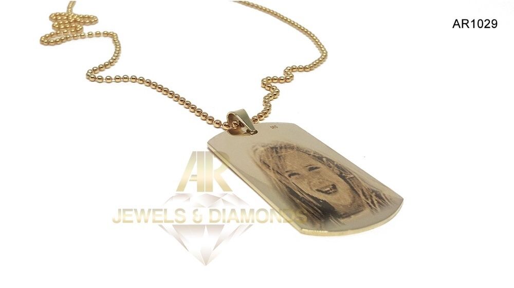 Lantisor Army AUR 14K personalizat cu poza si textul dorit (AR1029)