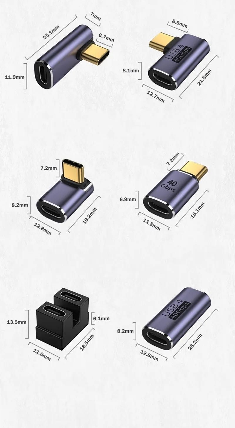 Type-C Металлический адаптер - переходник USB Type-C  40 Гбит/с