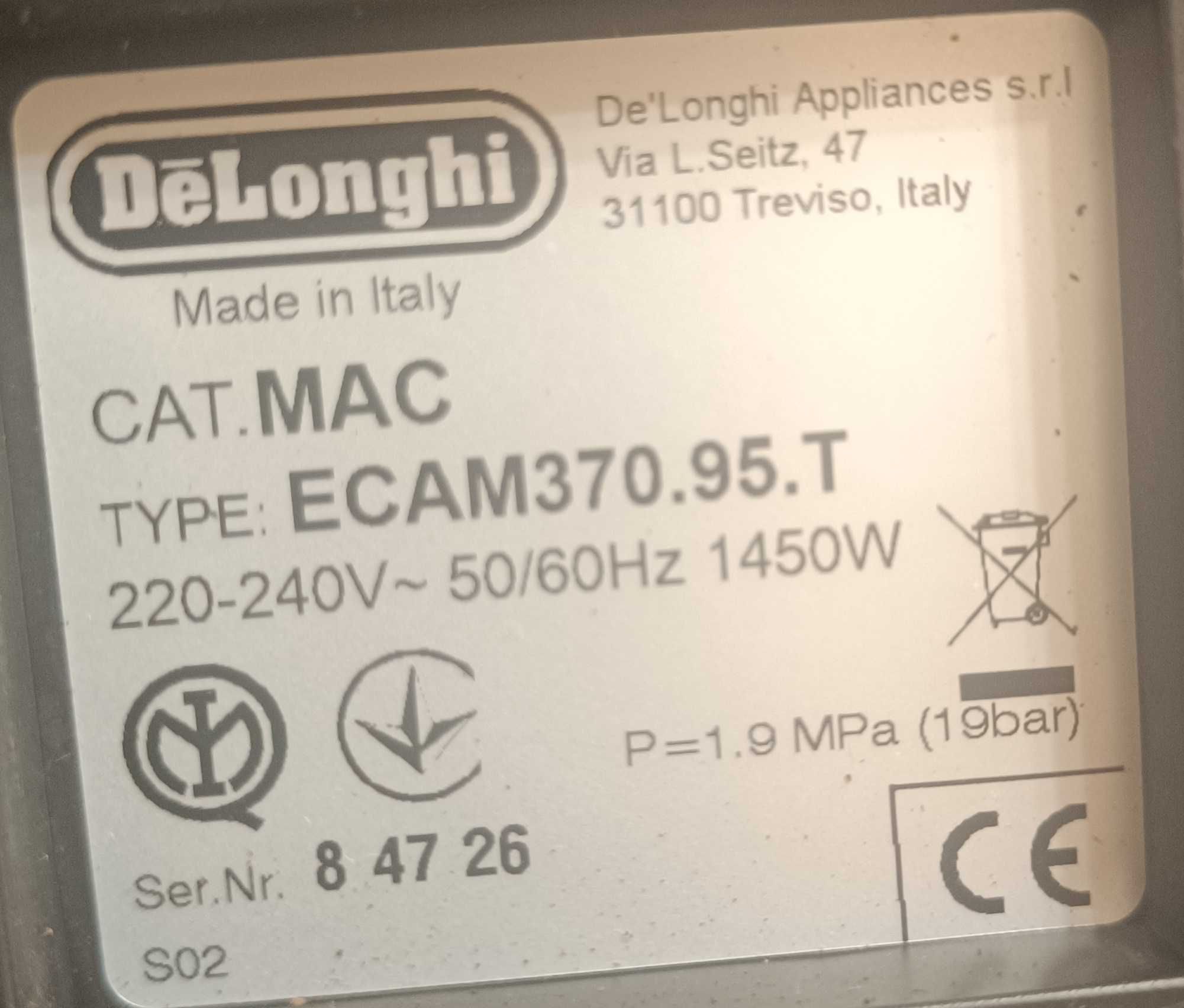 КАФЕАВТОМАТ De`Longhi Dinamica Plus ECAM370.95.T WIFI/BT/TOUCH