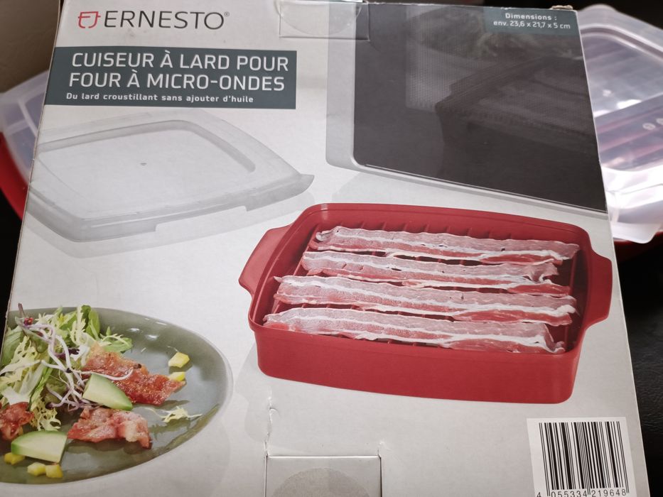 2 vase de gătit bacon, pentru cuptorul cu microunde