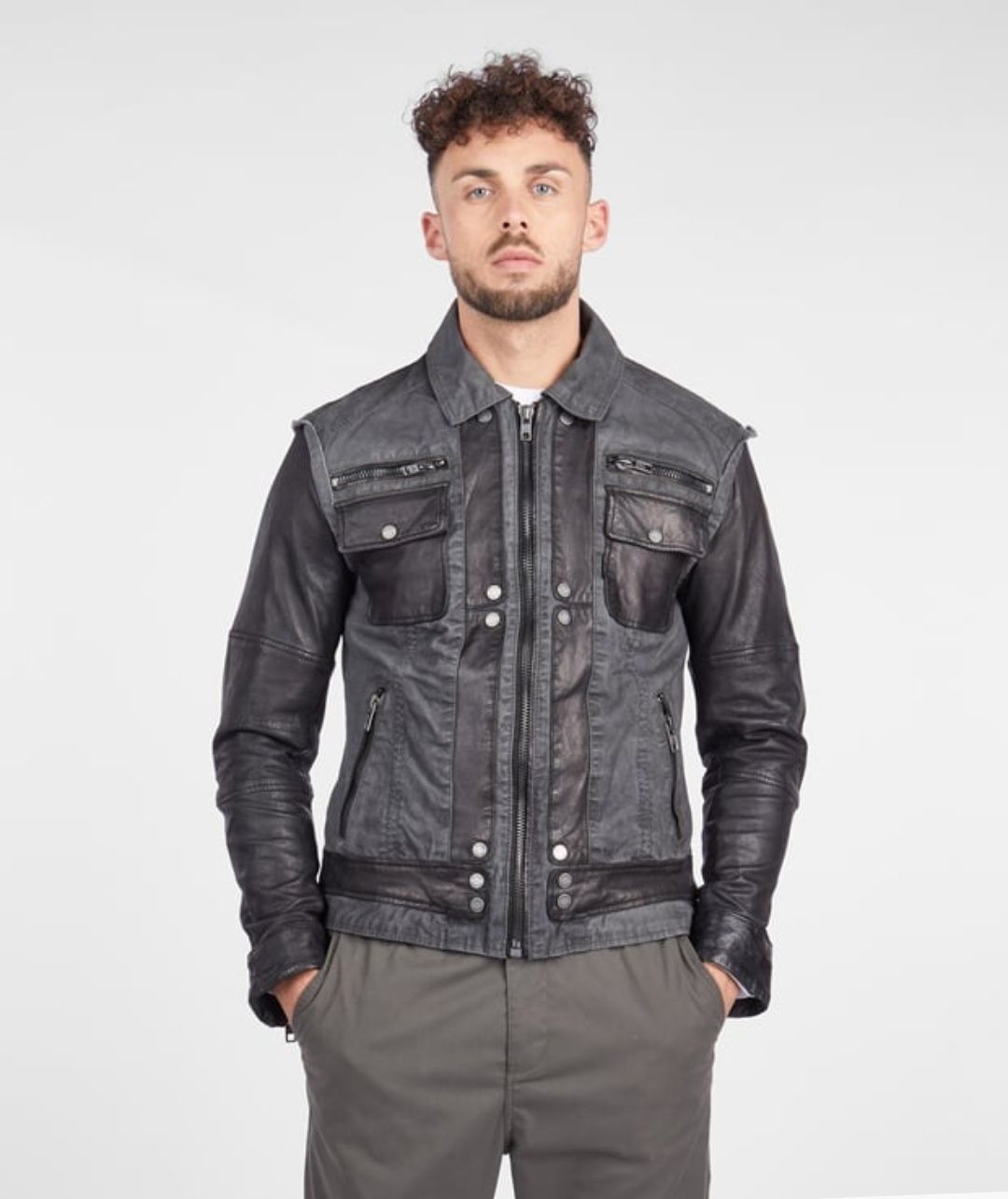 Оригинално дънково яке с естествена кожа Be Edgy M , L , XL , XXL ново