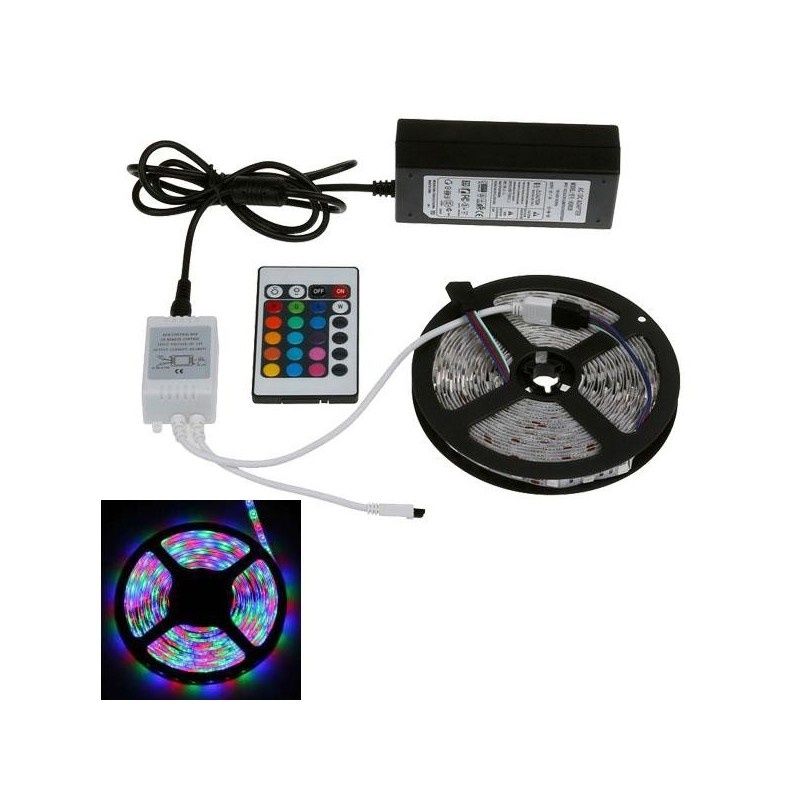 Banda LED RGB 5m Kit complet cu telecomanda inclusa