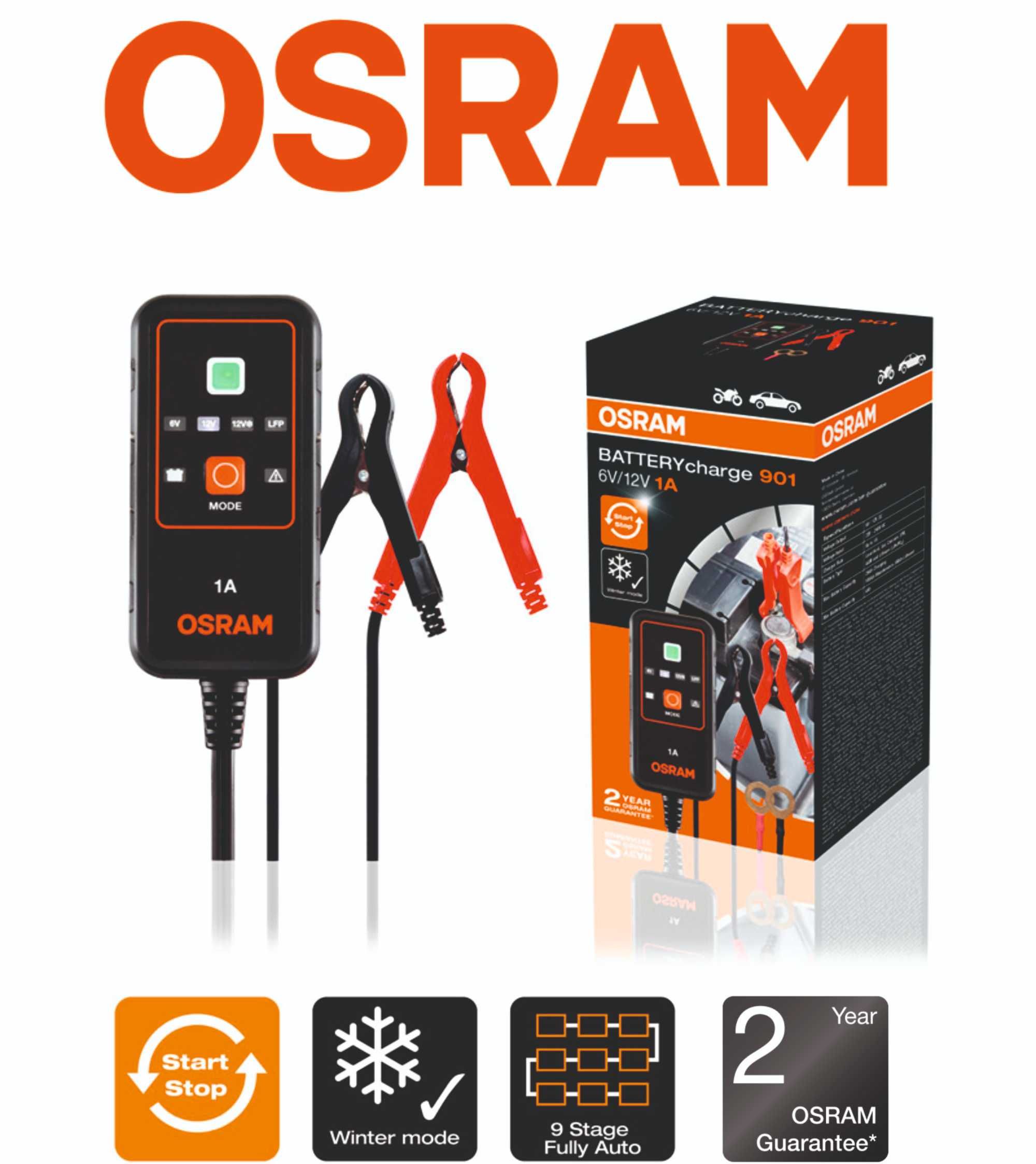 SМАRТ зарядни устройства за акумулатор OSRAM 6/12/24V - 1/4/6/8A