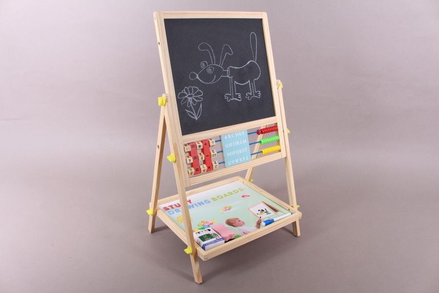 Двустранна дървена магнитна дъска с българската азбука, цифри - 66 см.