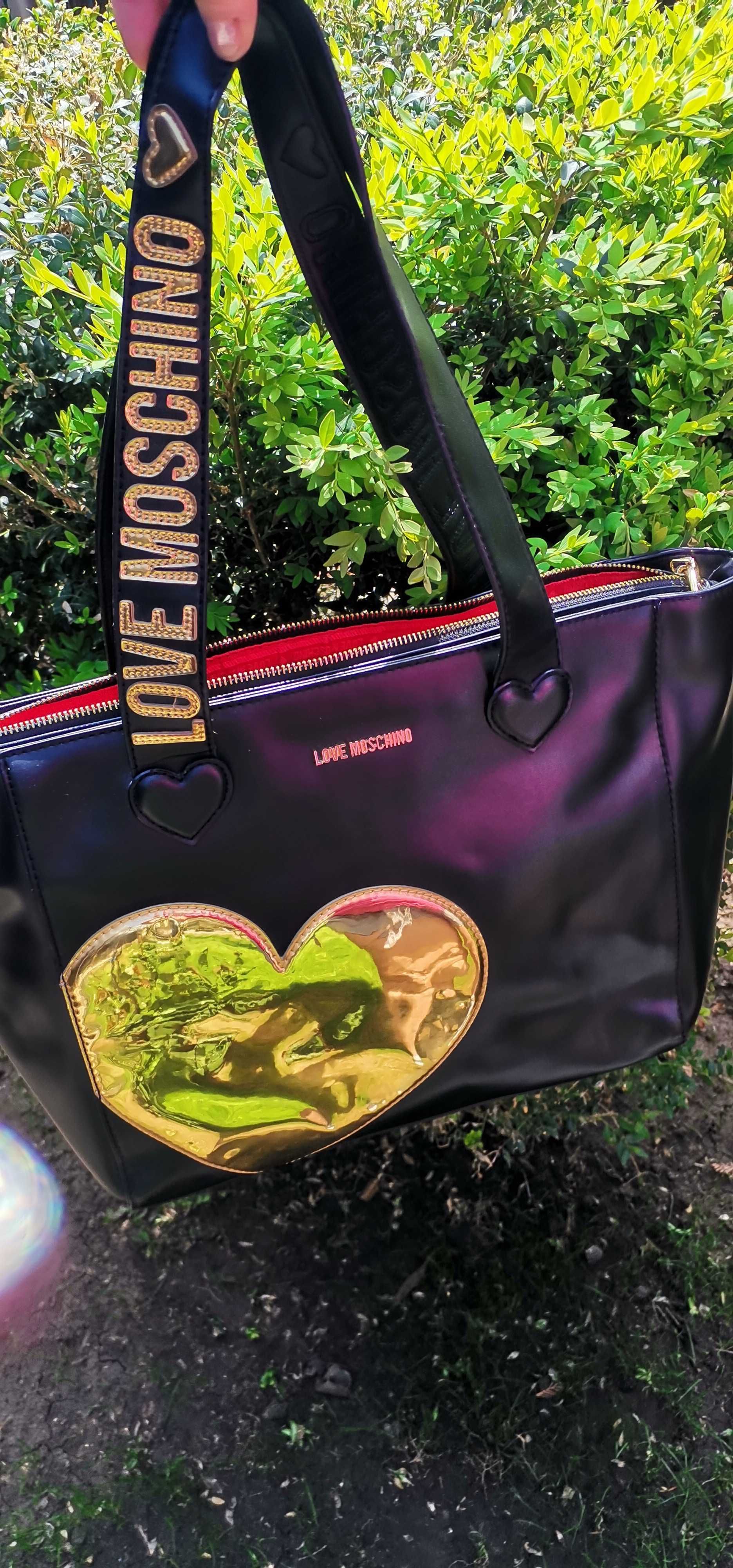Moschino Love, geantă shopper neagră, superba!